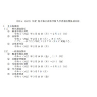 【中学受験2022】【高校受験2022】栃木県立中学・高校入試日程を発表…高校一般選抜は3/7 画像