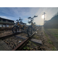 レール上を自分で走る「レールサイクル」くま川鉄道5/1から 画像