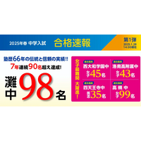 【中学受験2025】浜学園、関西難関中の合格速報…灘98名等 画像