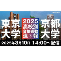 大学通信が2025年の東大・京大の高校別合格者数ライブ配信…3/10 画像