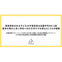 「行きたくない」が長引きやすい？発達特性がある子の不登校率は9.5倍 画像