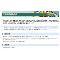 【中学受験2027】千葉県立中、豪雨と台風被災者の入学検査料を減免 画像