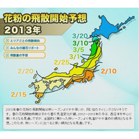 2013年春の花粉飛散、西・東日本は2月上旬から  画像