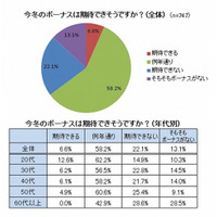 冬のボーナス「期待できる」7％、使い道トップは「預貯金」 画像