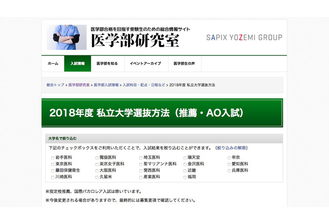 大学受験18 私立大19校の医学部選抜方法 推薦 Ao入試一覧 1枚目の写真 画像 リセマム