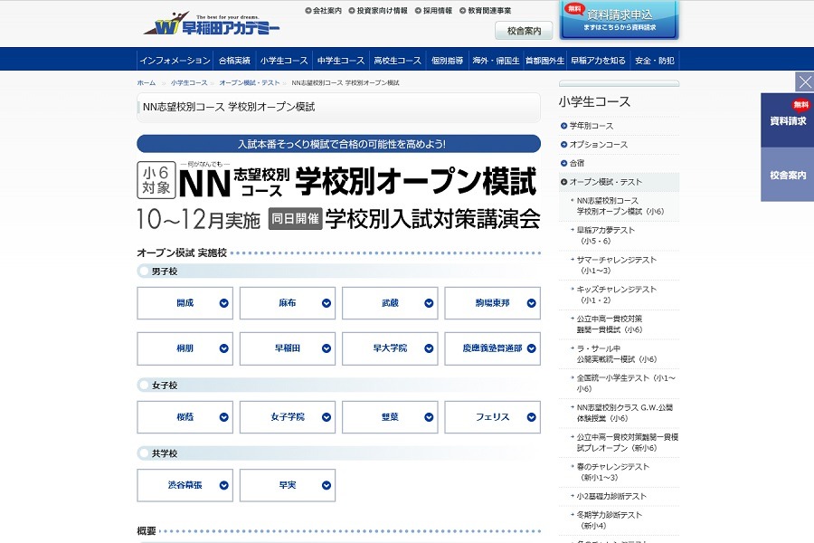 NN早大学院 志望校別オープン模試 2021年度 第3回 3年間分