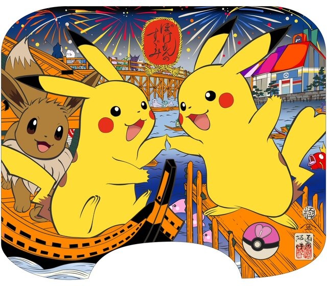 ピカチュウの浮世絵 巨大な浮世絵版ポケモンを花絵で表現…行幸通り5/20-22 | リセマム
