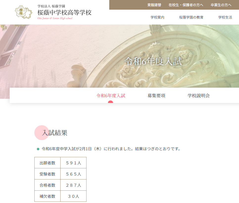 中学受験2024】桜蔭287人・女子学院283人・雙葉124人…御三家入試 中学受験2024】桜蔭287人・女子学院283人・雙葉124人…御三家入試