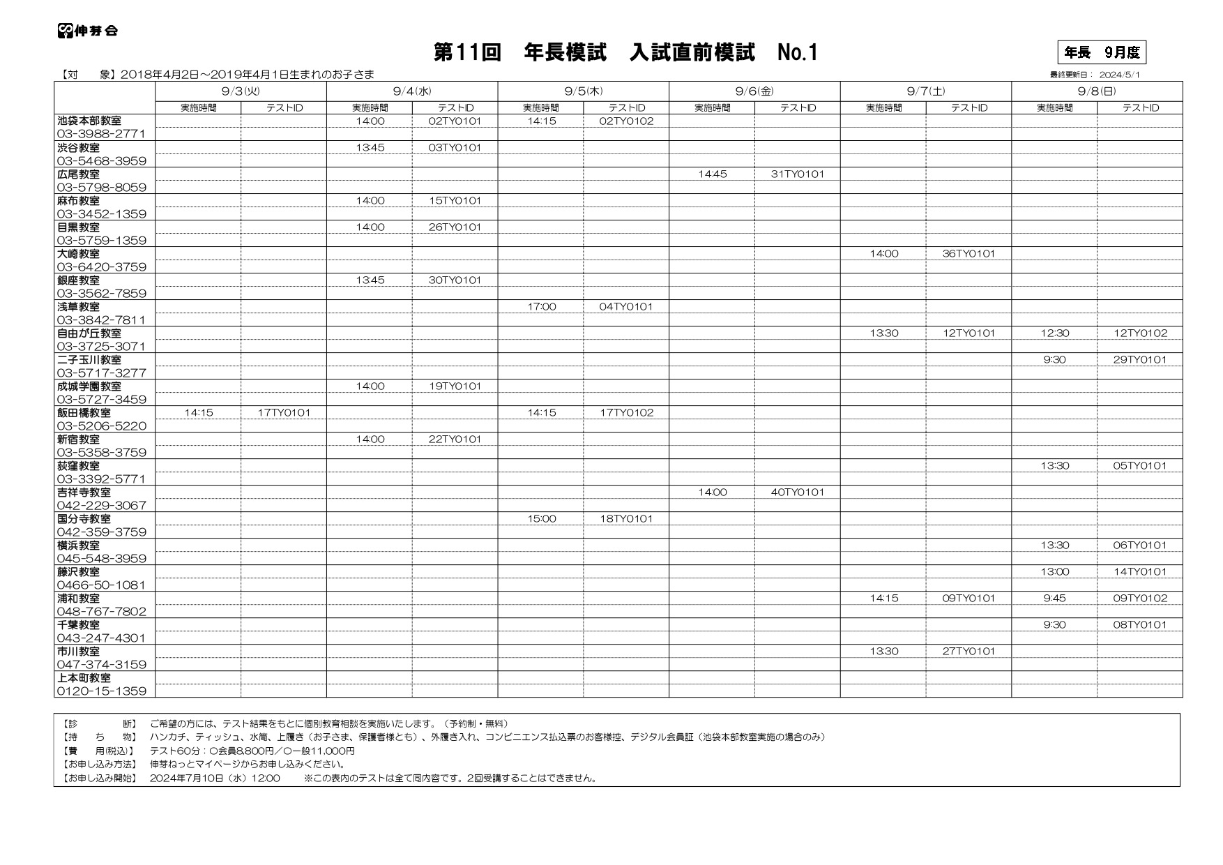小学校受験2024】伸芽会「年長児入試直前模試」9-10月 | リセマム