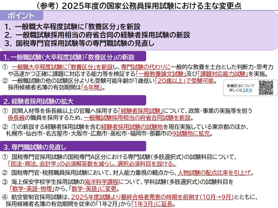 国家公務員試験2025「教養区分」新設…専門職試験見直しも | リセマム