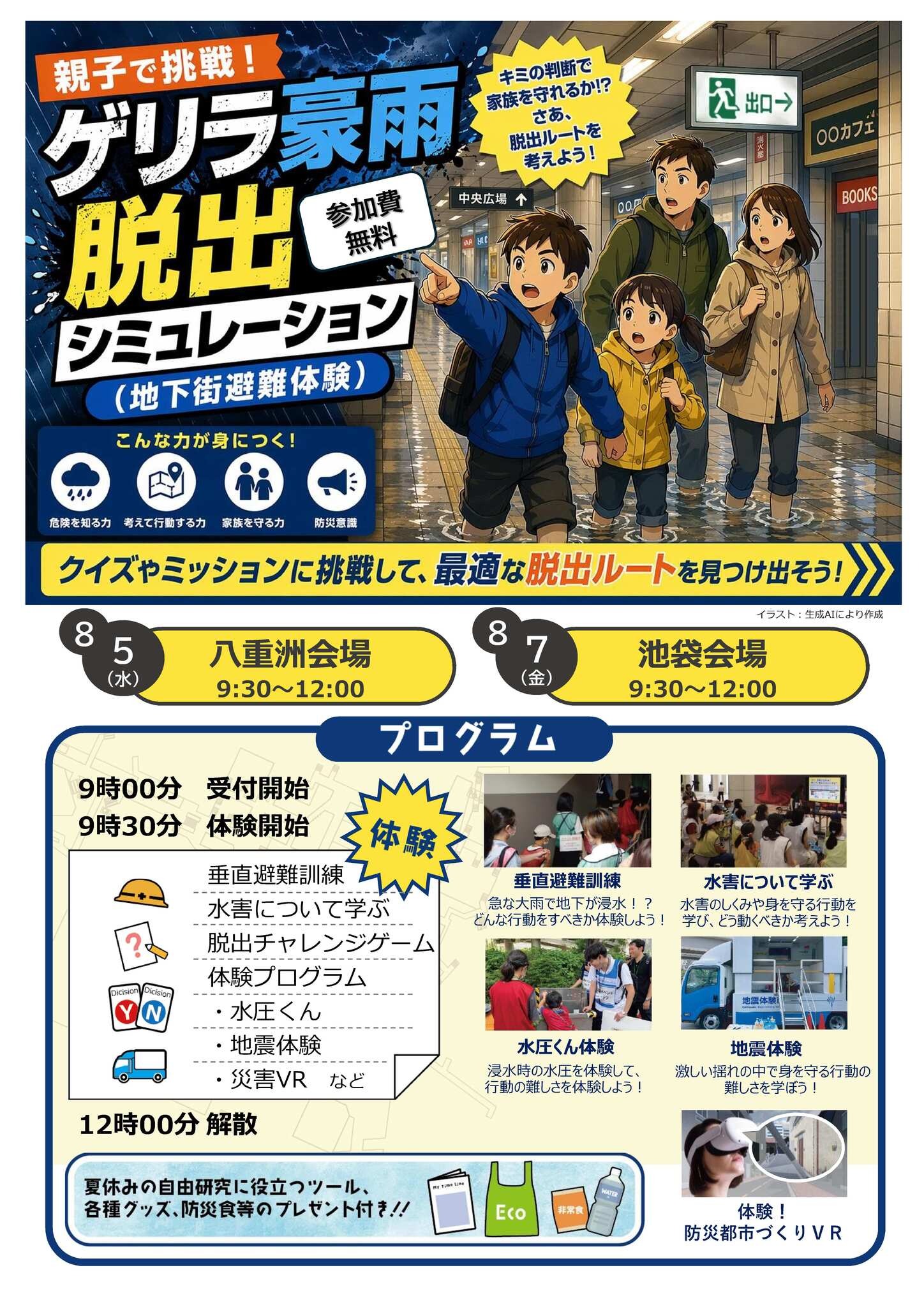 夏休み2026】親子でゲリラ豪雨脱出に挑戦、都内の小学4-6年生募集