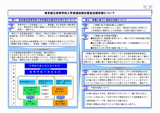 東京都立高校入試、2016年度から教科などを共通化…検討委報告書 | リセマム