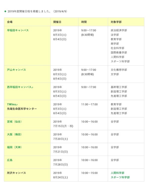 大学受験 東大 早慶 March 8大学のオープンキャンパス日程 4枚目の写真 画像 リセマム