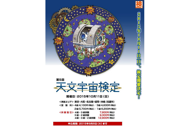 天文学を愛する人対象「天文宇宙検定」全国5会場で10/11実施 画像