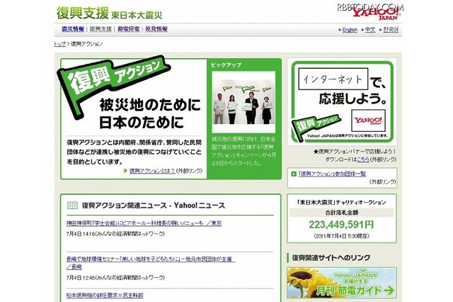 ヤフー「復興アクション」特設ページで適切な消費行動や節電対策を呼びかけ 画像