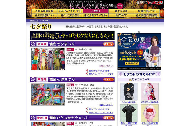 ヤフーの七夕ロゴをクリックすると…七夕祭りやデート情報 画像