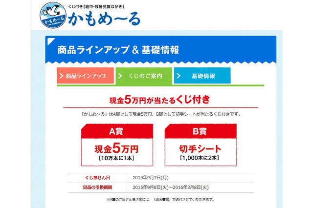 平成27年暑中・残暑見舞はがき「かもめーる」抽選日は9/7 画像