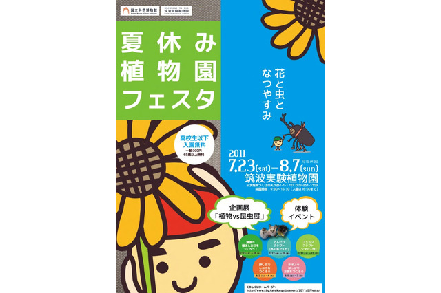 筑波実験植物園、カブトムシのプレゼントなど「夏休み植物園フェスタ」 画像