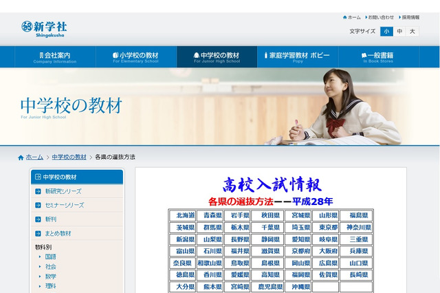 【高校受験2016】新学社、各県の選抜方法・出題傾向掲載 画像