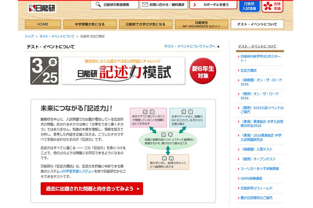 【中学受験2017】難関校問題に挑戦、新小6記述力模試3/25…日能研 画像