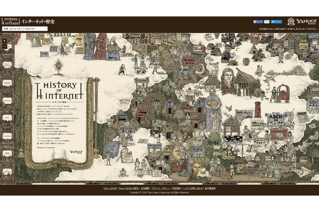 ヤフー、インターネットの歴史を絵巻物風にして公開 画像