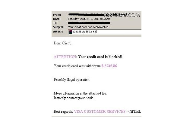 VISAカスタマーサービスを装った詐欺メールに注意を 画像