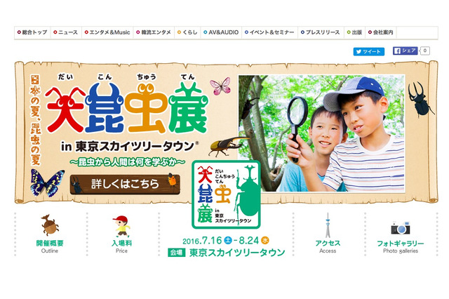 【夏休み2016】スカイツリーでふれる・見る「大昆虫展」7/16-8/24 画像