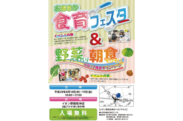 【夏休み2016】クイズや食事診断など多数、大阪府食育イベント8/18・19 画像