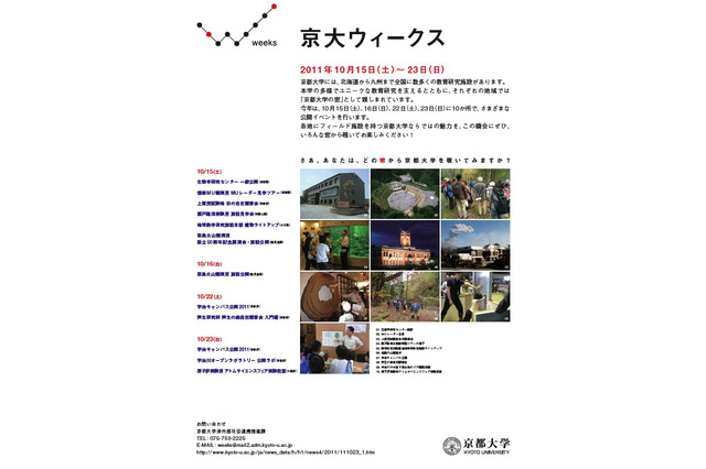 京都大学、教育研究施設の公開イベント「京大ウィークス」10/15〜 画像