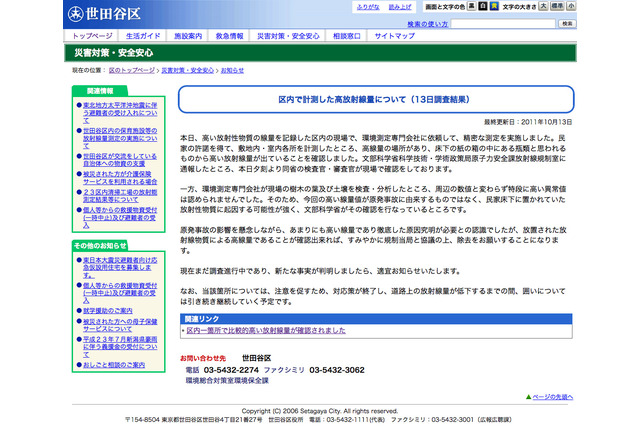 世田谷区の高放射線量、原発事故とは無関係か？ 画像