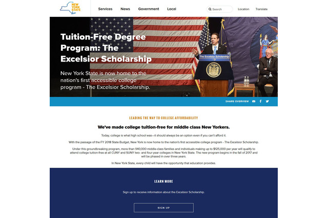 全米初、NY州の公立大学授業料を無償化…対象世帯は州内75.7％ 画像