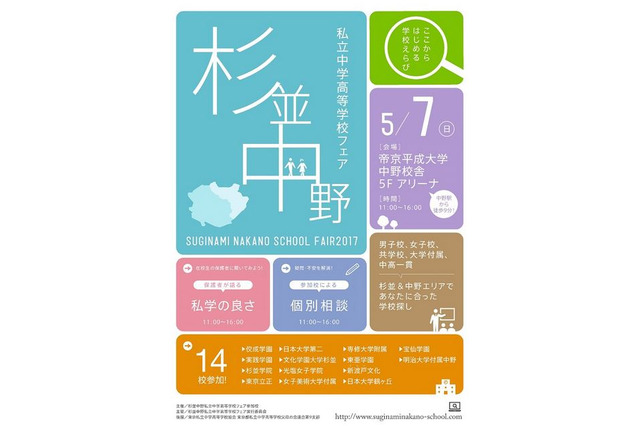 【中学受験2018】杉並中野私立中高フェア5/7…明中、光塩など14校参加 画像