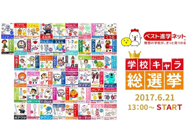 学校キャラ総選挙2017、人気No.1は誰の手に？投票は7/31まで 画像