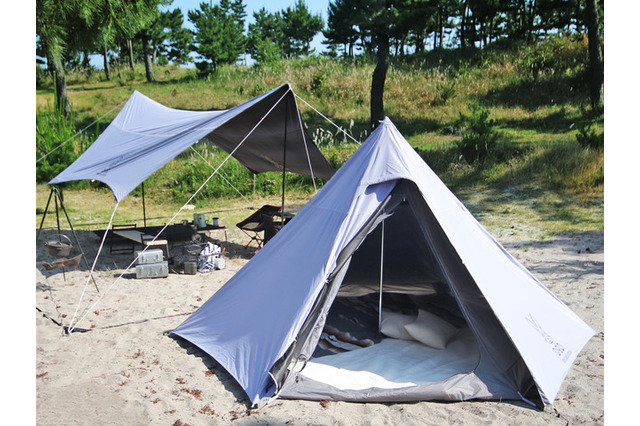 遮光コーティングで日差しと熱をカット、夏キャンプ向け「ワンポールテント」 画像