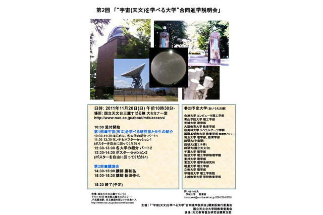 中高生対象、「“宇宙（天文）を学べる大学”合同進学説明会」11/20 画像