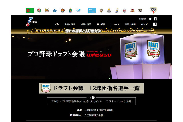 2017年ドラフト1位指名選手、各大学が速報で祝福 画像
