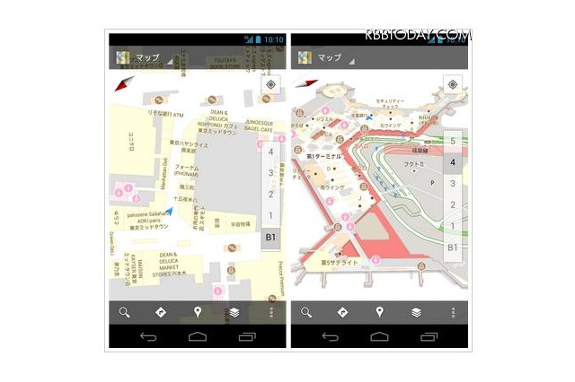駅やデパートなど建物の構内図が見られる「インドアGoogleマップ」 画像