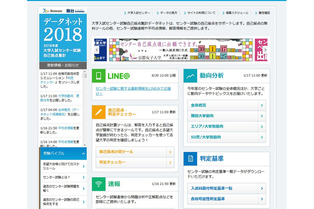 【センター試験2018】合格可能性判定基準、ベネッセ・駿台が公開…東大文科一類93.9％、京大法91.1％ほか【大学受験2018】 画像