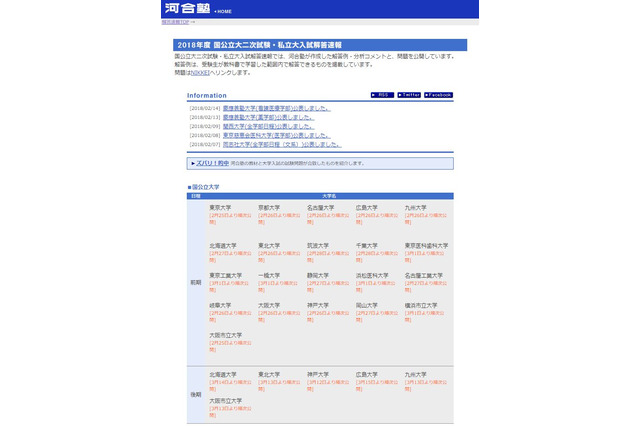 【大学受験2018】早稲田・慶應・関関同立など難関私立・国公立の解答速報…河合塾・東進ほか 画像