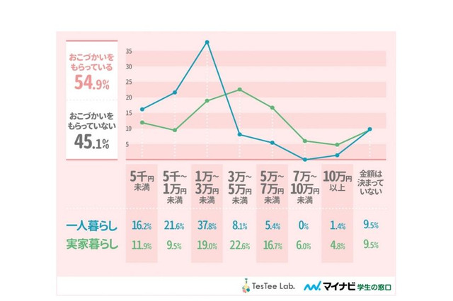 都内在住女子大生、お小遣い「もらっている」54.9％ 画像