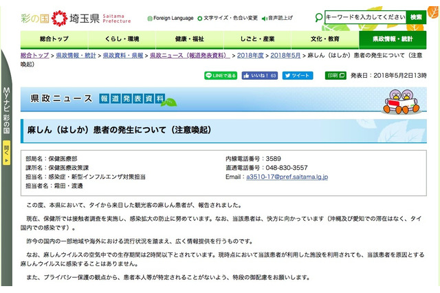 埼玉・訪日観光客に麻しん患者、疑いある場合は医療機関受診を 画像