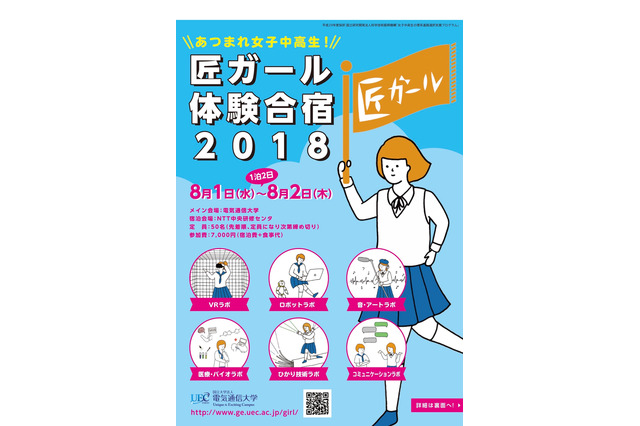 【夏休み2018】女子中高生応援「匠ガール」体験合宿…電通大8/1-2 画像