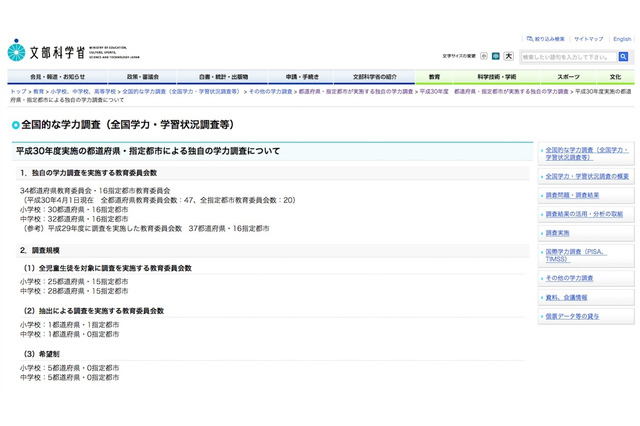 H30年度の独自学力調査、34都道府県・16指定都市で実施予定 画像