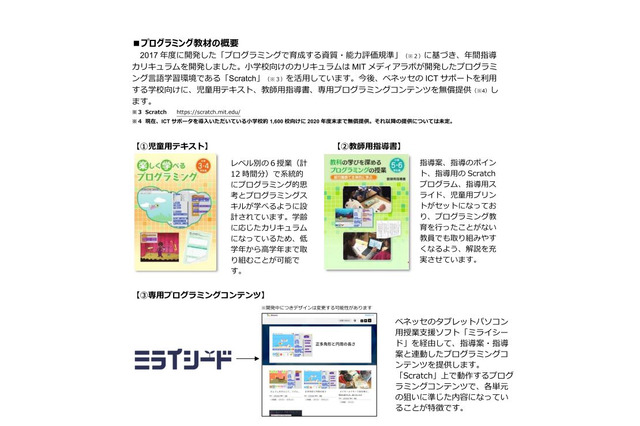 ベネッセ、全国1,600小学校でプログラミング教育支援 画像