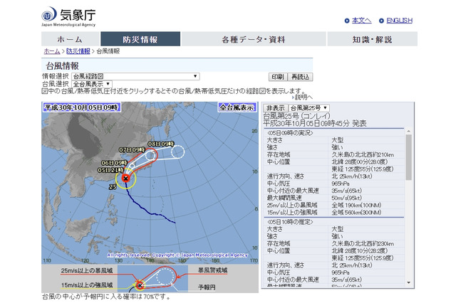 【台風25号】10/6西日本へ接近、暴風域を伴い10/7北日本へ 画像