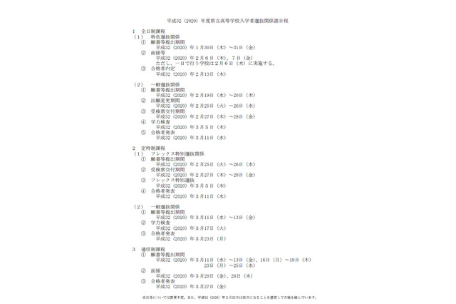 【高校受験2020】栃木県立高校入試日程、一般選抜は3/5 画像