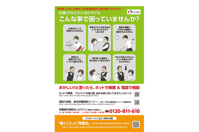 厚生労働省「アルバイトの労働条件を確かめよう」4-7月全国展開 画像