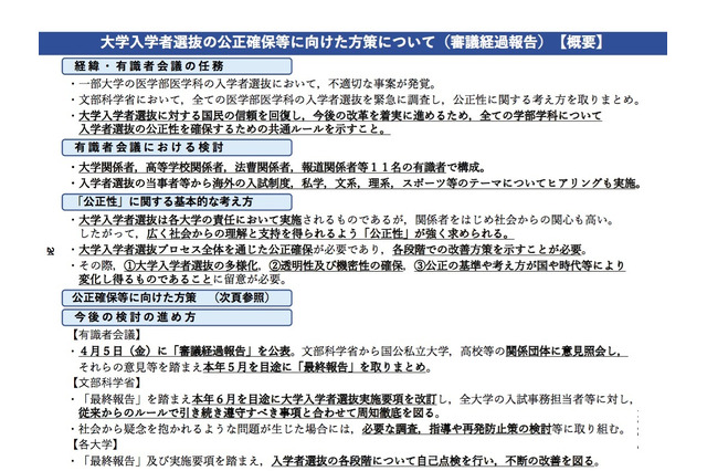 文科省、大学入試の公正確保に向けた方策（審議経過報告）を公表 画像