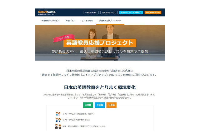 ネイティブキャンプ、1年間レッスン無料提供「英語教員応援プロジェクト」 画像