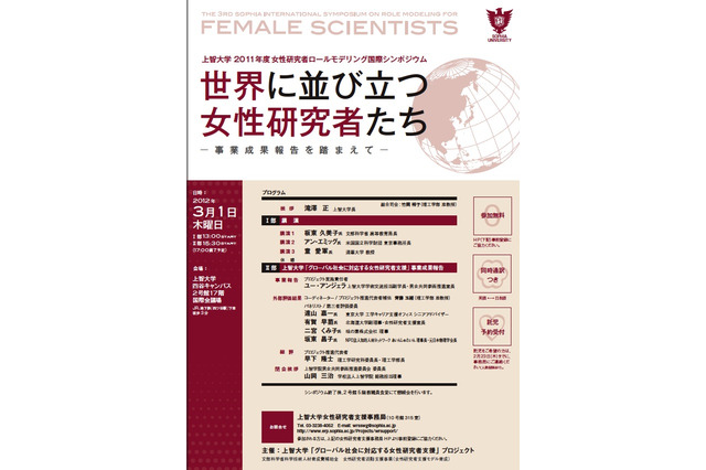 上智大学、国際シンポジウム「世界に並び立つ女性研究者たち」3/1 画像